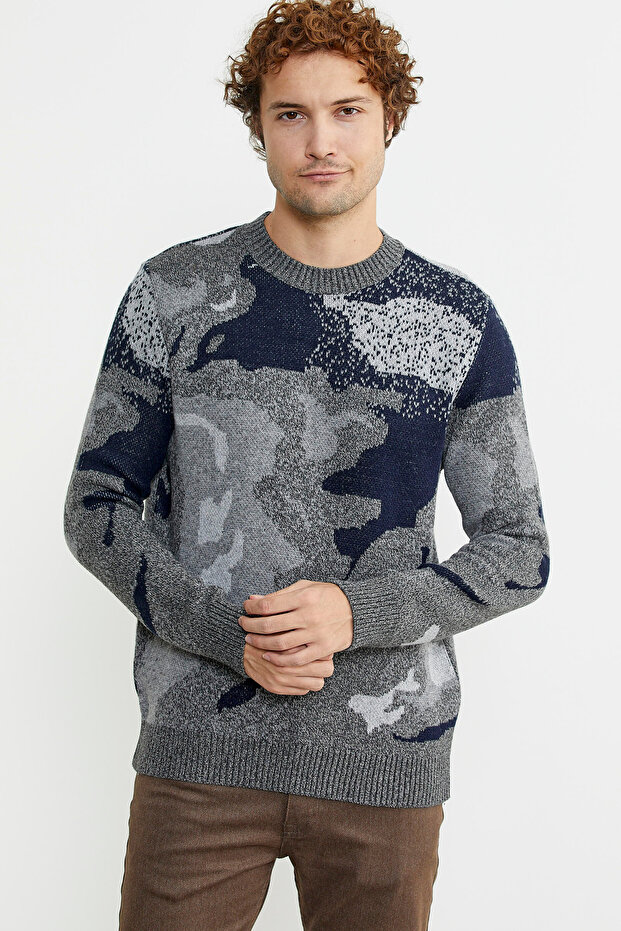 سترة صوفية منقوشة مرقطة - أنثراسايت - 2