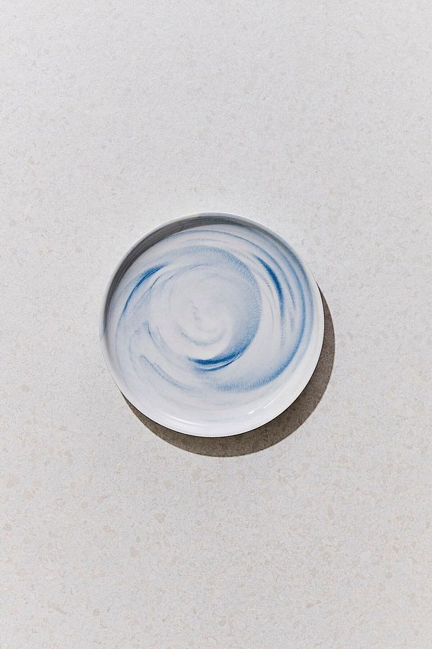 Marble Porselen Servis Tabağı Yuvarlak Mavi - 1