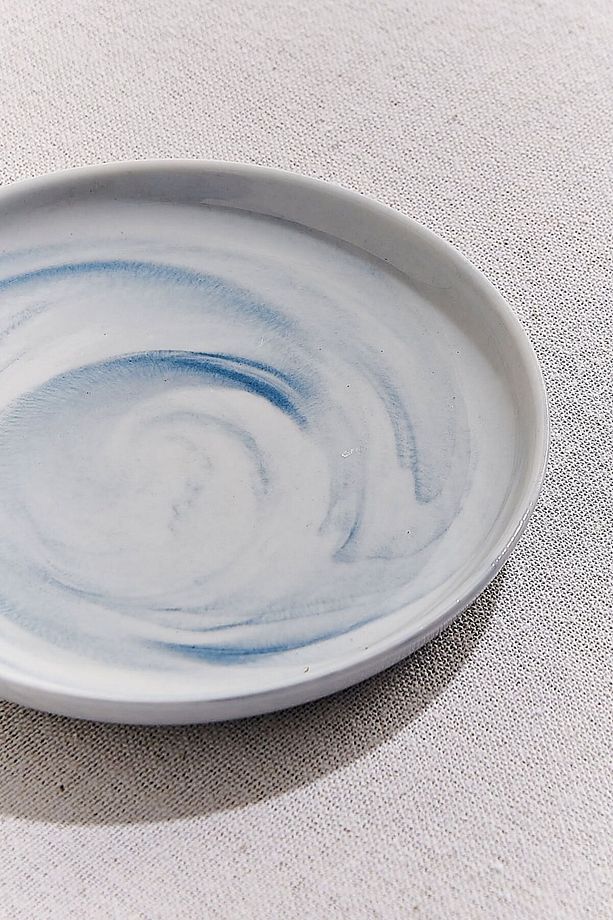 Marble Porselen Servis Tabağı Yuvarlak Mavi - 3