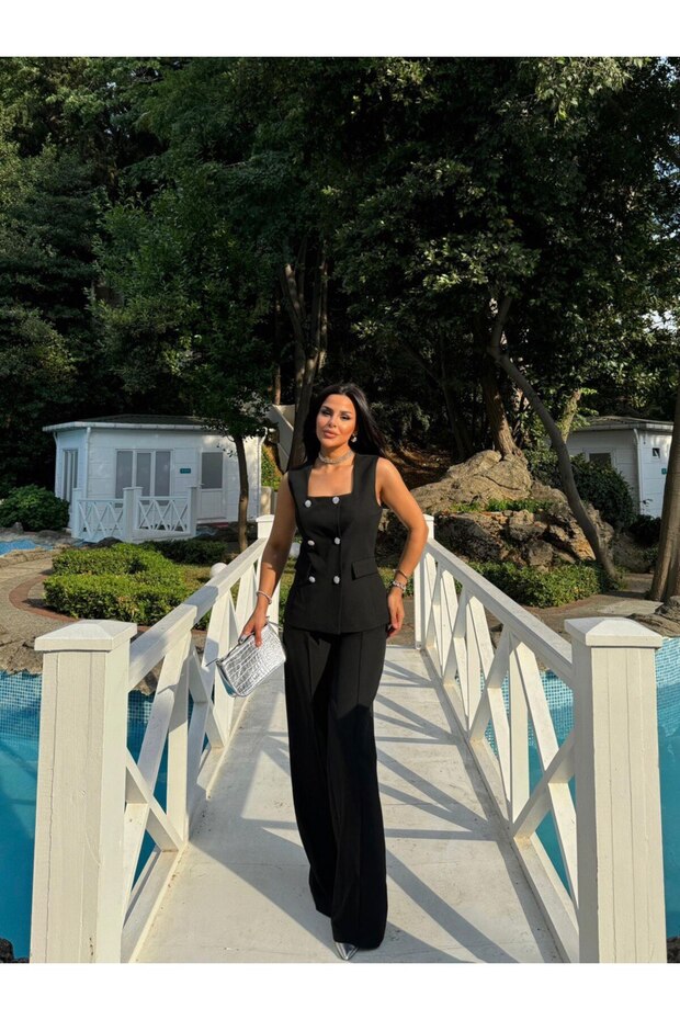 Vest Trousers Square Neck Set