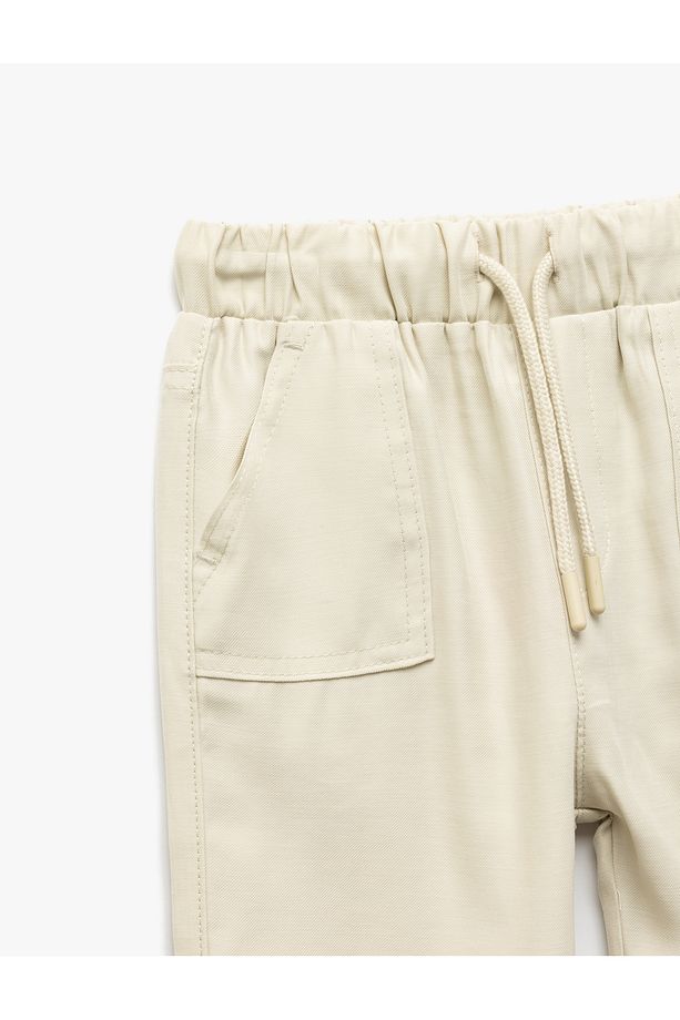 Beli Bağcıklı Cepli Basic Viskon Jogger Eşofman Altı - 3