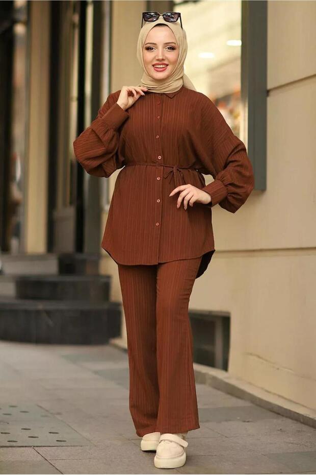 طقم لارا قماش مزدوج بأزرار - 1