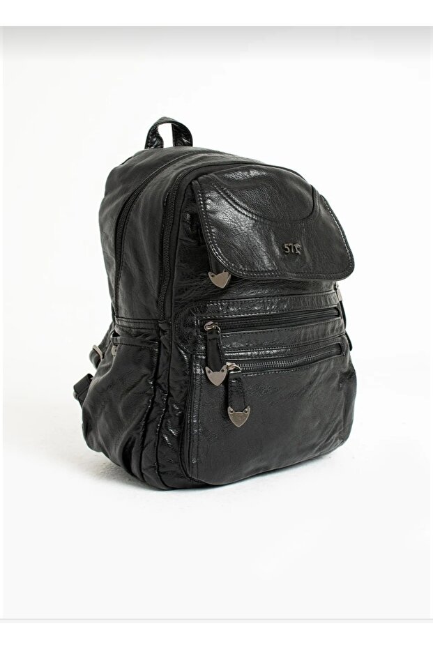 Faux Leather Backpack - 1