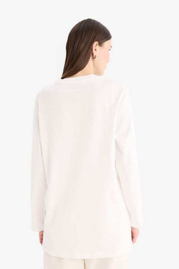 Regular Fit Bisiklet Yaka Basic Düz Uzun Kollu Tişört Tunik D4897ax25sm - 6