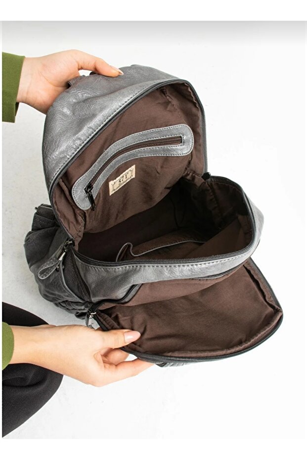 Faux Leather Backpack - 4