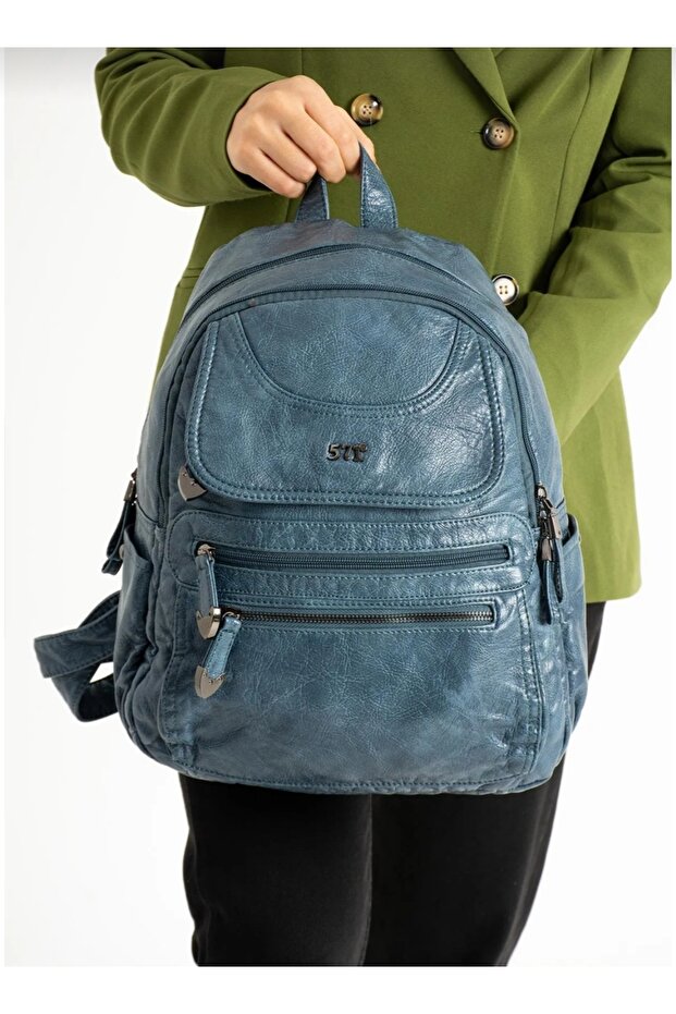 Faux Leather Backpack - 3