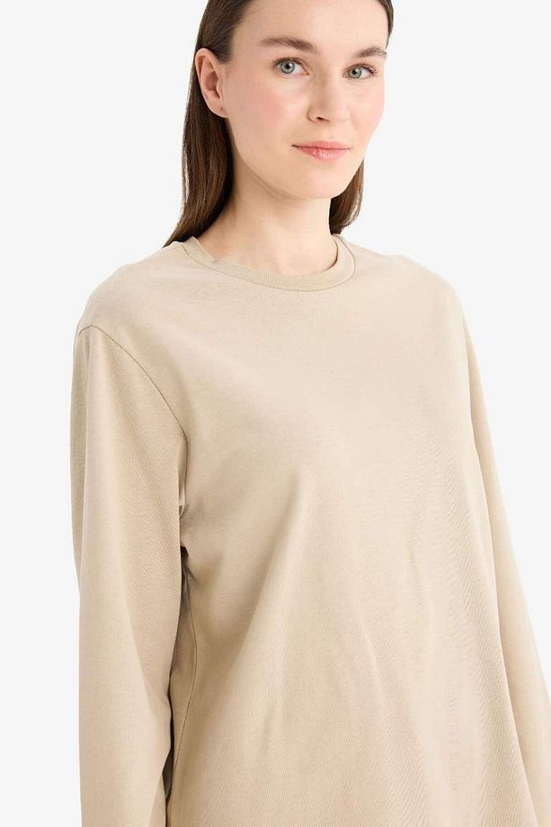 Regular Fit Bisiklet Yaka Uzun Kollu Tişört Tunik D4897ax25sm - 4