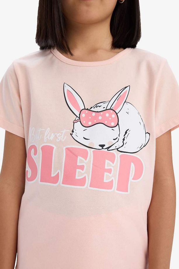 Yeni Sezon Kız Çocuk Pijama Takımı Baskılı Kısa Kollu Üst Esnek Belli Şort - 5