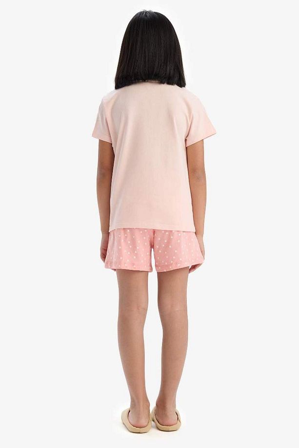 Yeni Sezon Kız Çocuk Pijama Takımı Baskılı Kısa Kollu Üst Esnek Belli Şort - 7