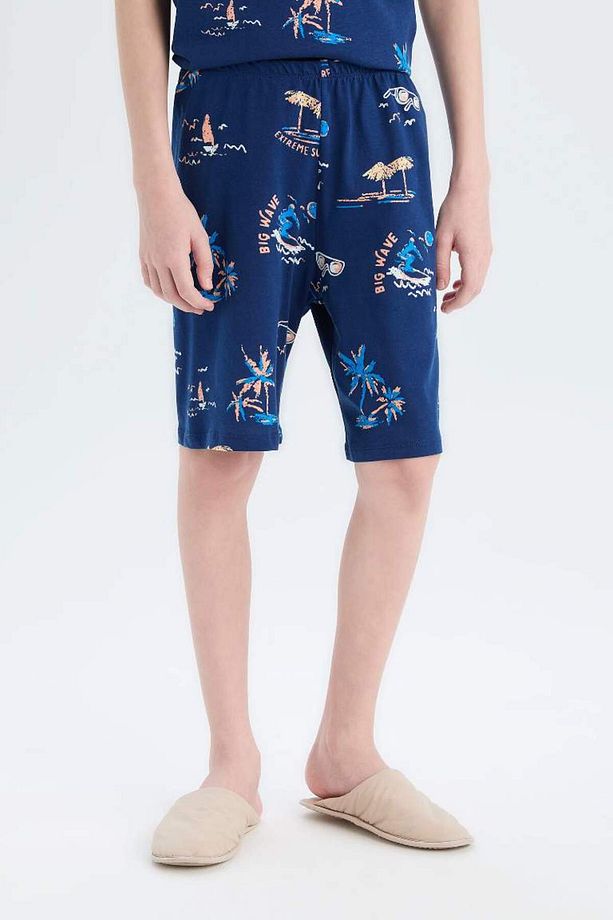 Yeni Sezon Erkek Çocuk Pijama Takımı Desenli Kısa Kollu Üst Şort - 6