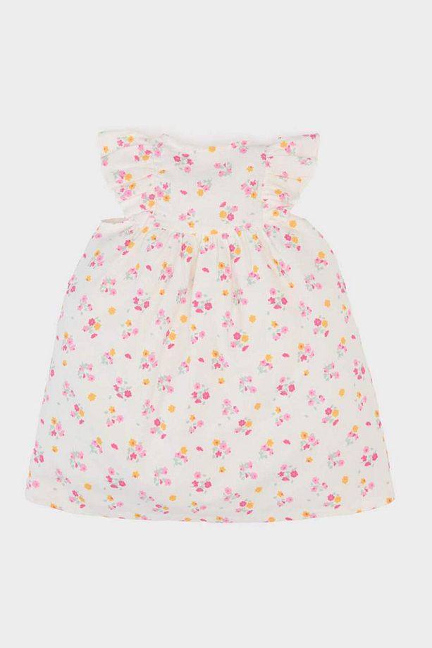 Kız Bebek Çiçekli Kısa Kollu Twill Yazlık Elbise E5811a525sm - 3