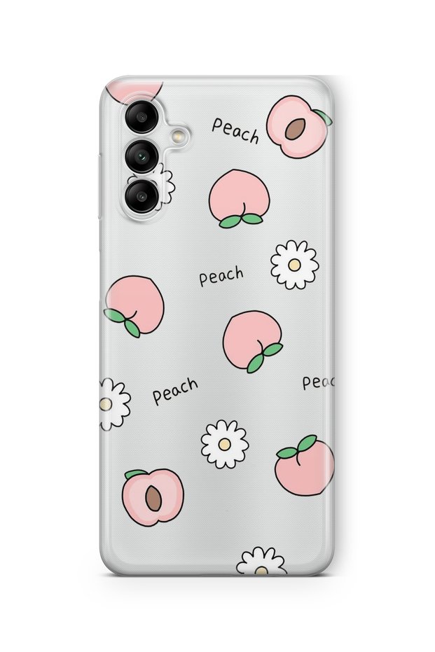 Samsung Galaxy S23 Compatible Peach Design Printed Transparent Case