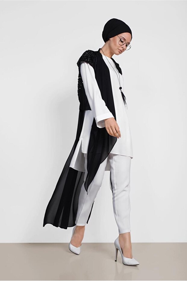 4145 Model Double Tunic with Sequins - 3