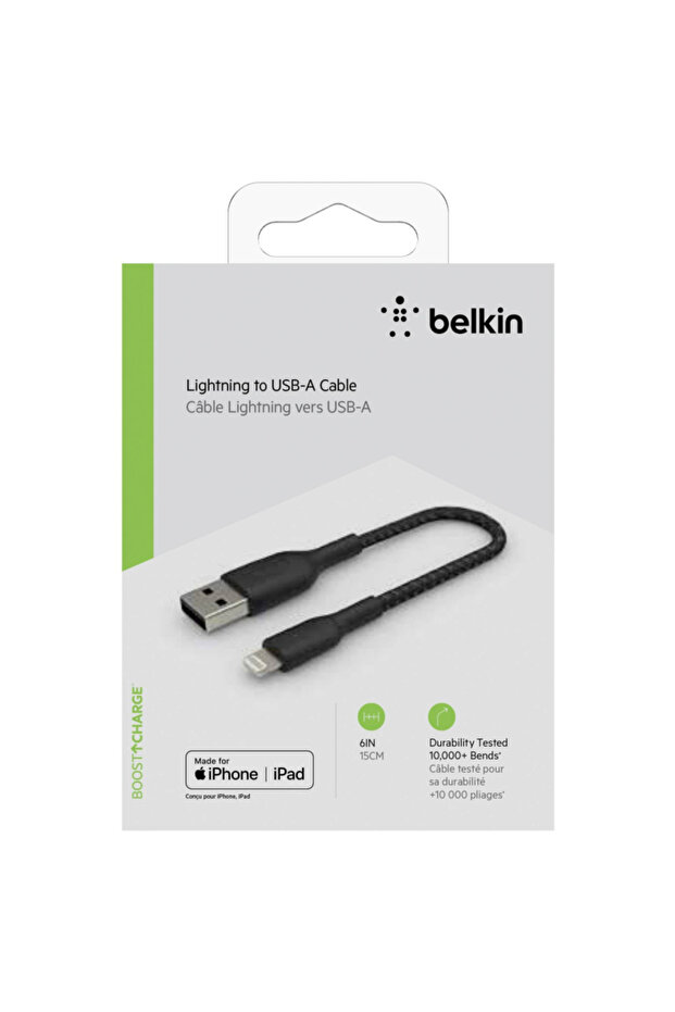 Boost Charge Braided Lightning To Usb-A Cable - 15 Cm - Black - 4