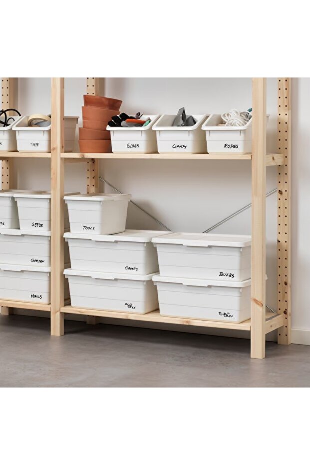 SOCKERBIT Box with Lid, White, 38x25x15 cm – Stackable & Durable Storage Solution - 4