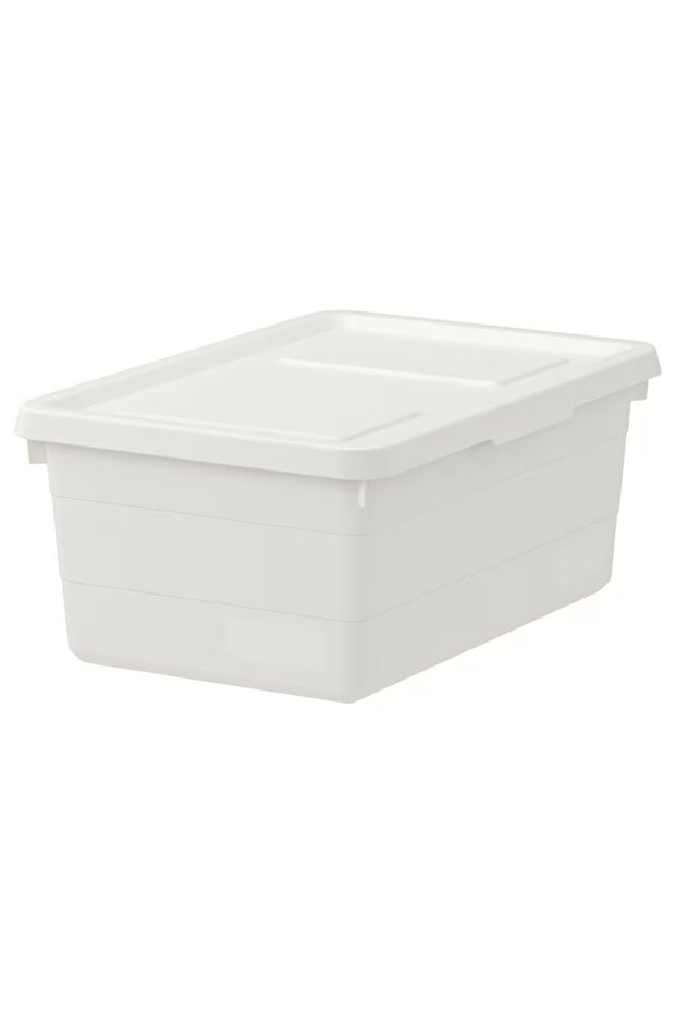 SOCKERBIT Box with Lid, White, 38x25x15 cm – Stackable & Durable Storage Solution - 1