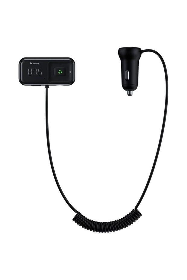 شاحن سيارة لاسلكي S-16 على شكل حرف T، مشغل MP3 - أسود
