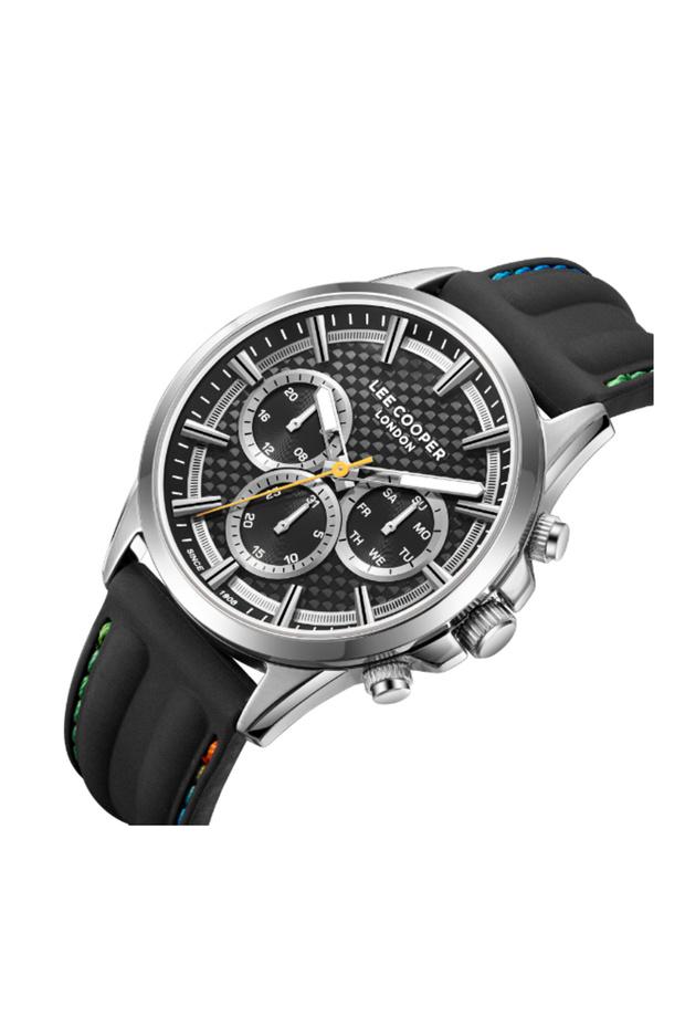 ساعة رجالية متعددة الوظائف بمينا أسود - LC08048.351 - 2