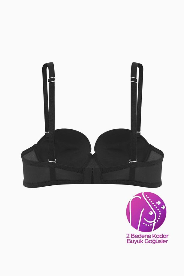 Olympos Ekstra Dolgulu Sütyen Double Push Up Straplez - Siyah - Mikro - 2537 - 3