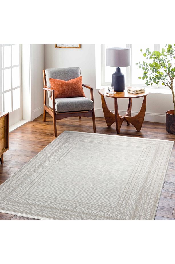 Galata Yumuşak Dokulu Modern Desen Bej Oturma Odası Salon Mutfak Genç Odası Halısı - 1