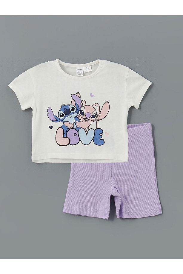 L Baskılı Kız Bebek Şortlu Pijama Takım - 1
