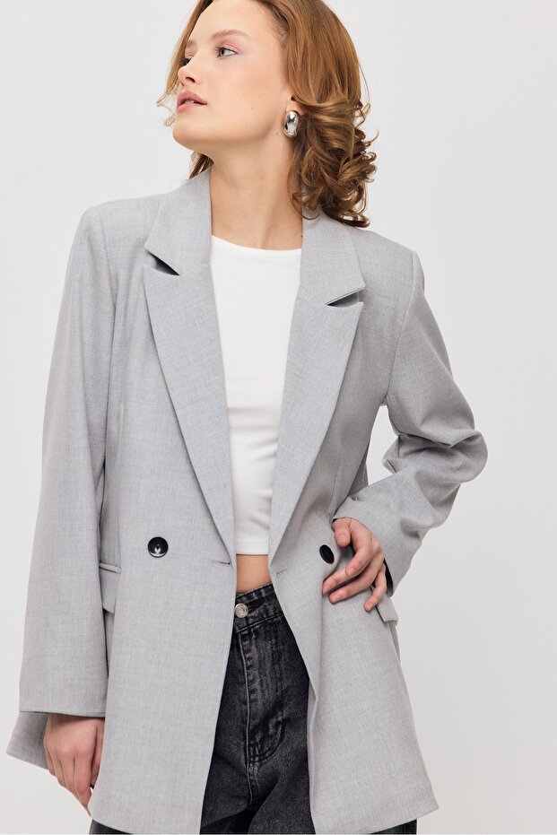 3882 Double Button Pocket Flap Jacket Light Gray - 8