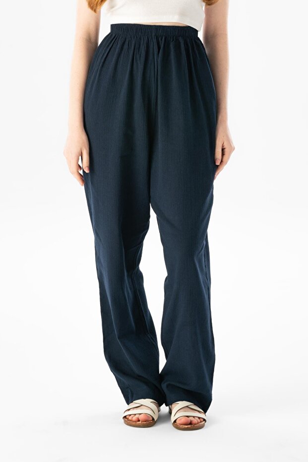 Şile Bezi Women's Summer Shalwar Trousers Navy Blue Lcvt