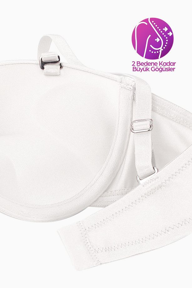 Olympos Ekstra Dolgulu Sütyen Double Push Up Straplez - Ekru - Mikro Kumaş - 2537 - 4