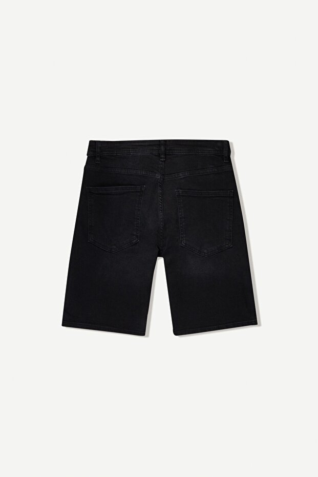 Distressed denim bermuda şort - 3