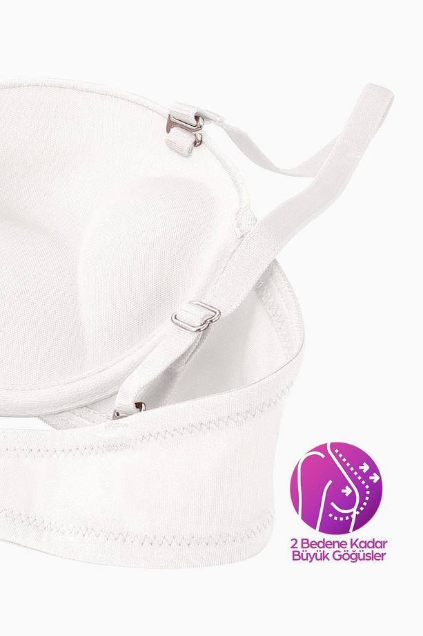 Olympos Ekstra Dolgulu Sütyen Double Push Up Straplez - Ekru - Mikro Kumaş - 2537 - 3