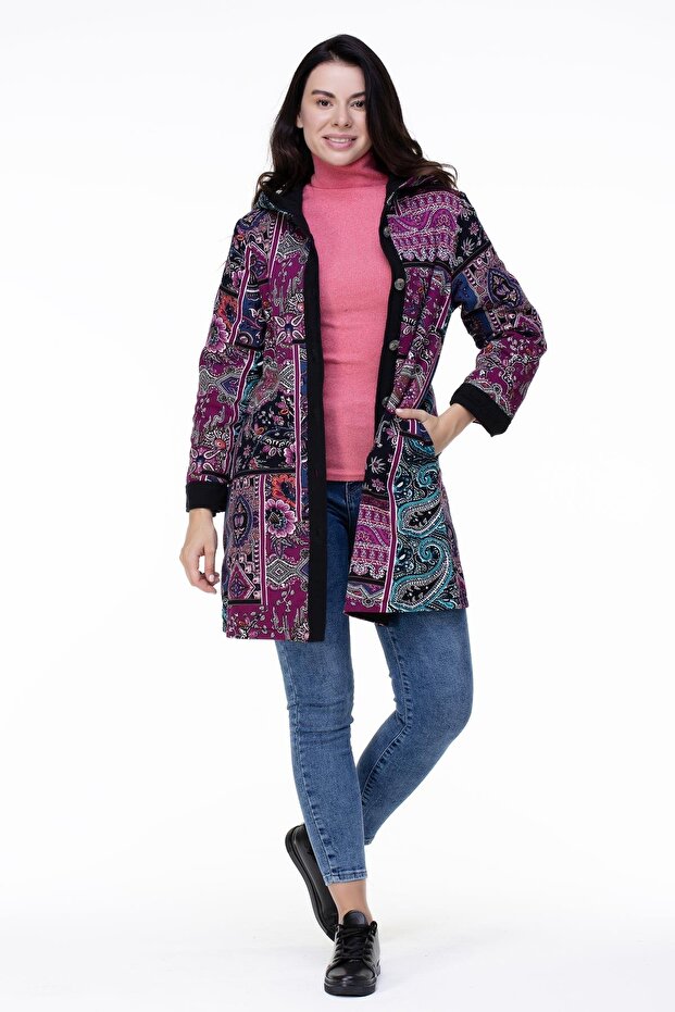 Long Sleeve Hooded Tamay Flannel Autumn and Winter Coat Plum Mrd