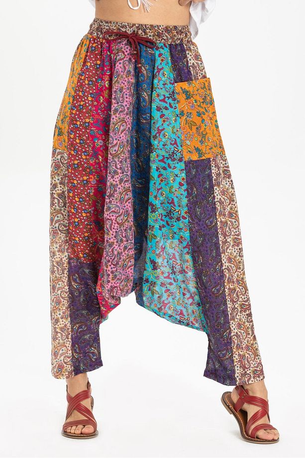 Peçvörk Vual Yazlık Otantik Şalvar/patchwork Shalwar Tek Renk Tkrn - 1