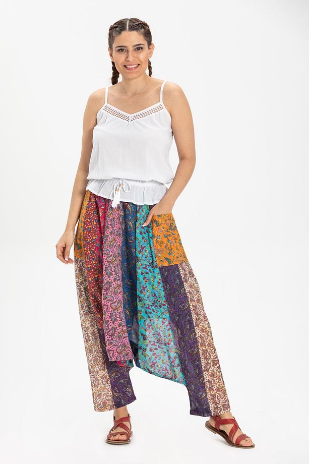 Peçvörk Vual Yazlık Otantik Şalvar/patchwork Shalwar Tek Renk Tkrn - 6
