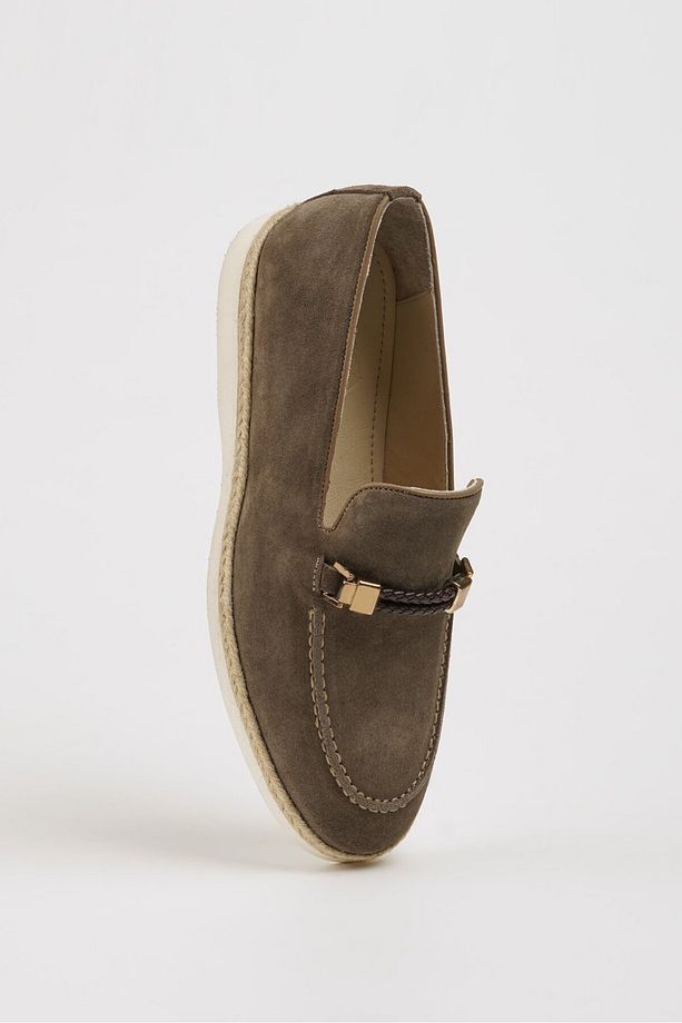Hunter Model Süet Deri Hasır Taban Loafer Ayakkabı - 4