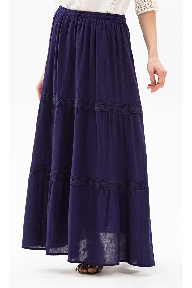 Long Sile Cloth Lace Summer Skirt Purple Purple