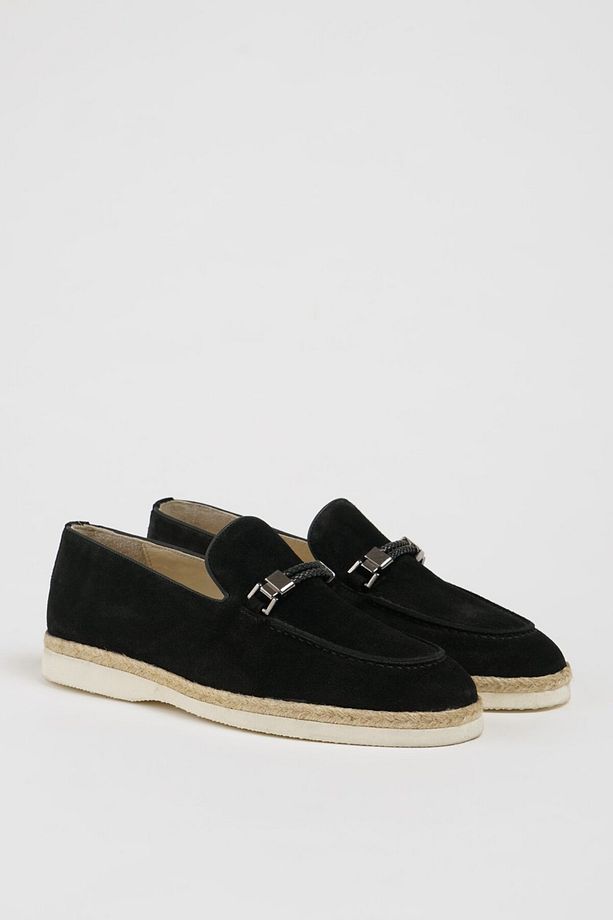 Hunter Model Süet Deri Hasır Taban Loafer Ayakkabı - 1
