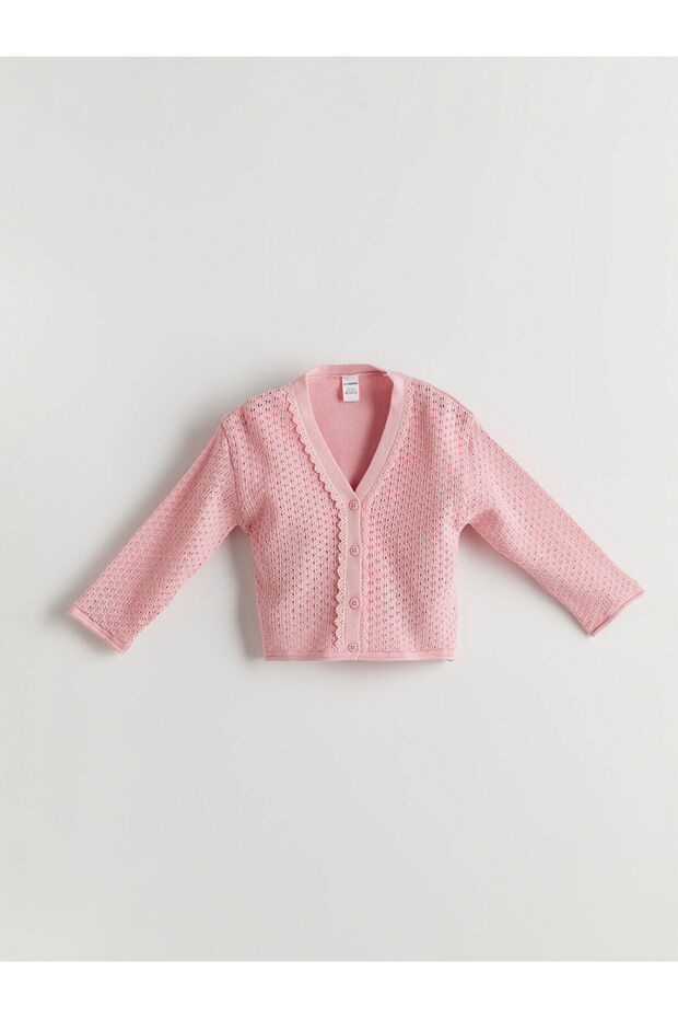 Lcw Kids V-Neck Knitwear Girl's Cardigan