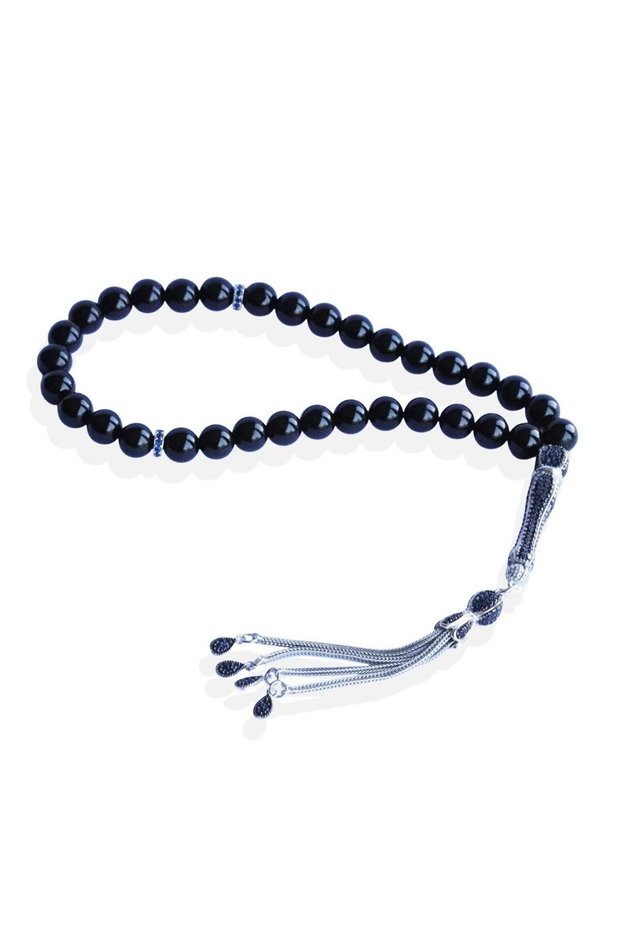 Onix Natural Stone Silver Rosary