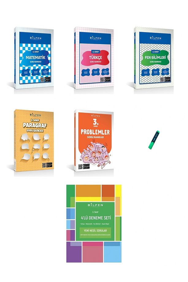3. Sınıf Yeni Nesil Matematik Türkçe Fen Problem ve Paragraf Soru Bankası ve Deneme 6lı Set - 1