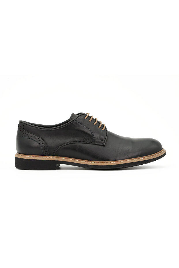 Genuine Leather Black Casual Men's Shoes Comfortable Tpu Sole - 2650