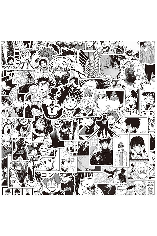 Bandai 100PCS 10/30/50/100PCS Mix Black White Anime Stickers Decoration Suitcase Scrapbooking Laptop