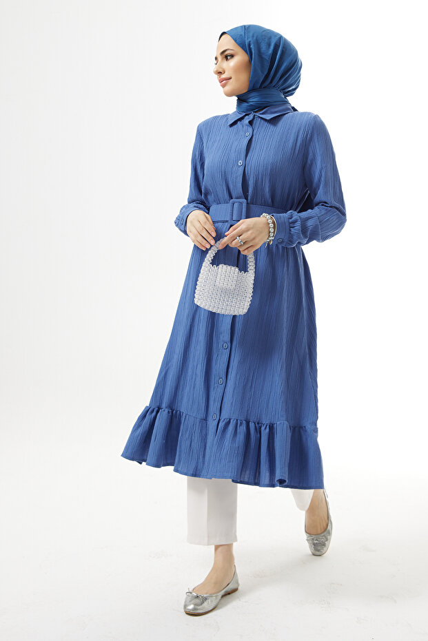 تونيك ملفوف بحزام نيلي - 2