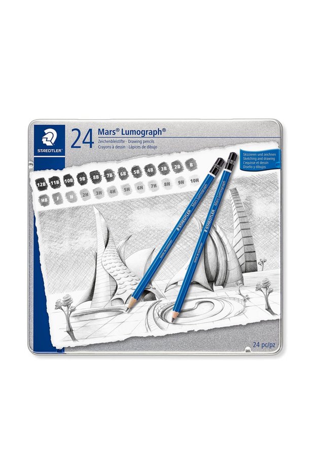 Mars Lumograph 24 L9 - 100 G24 Pencil Set with Metal Box