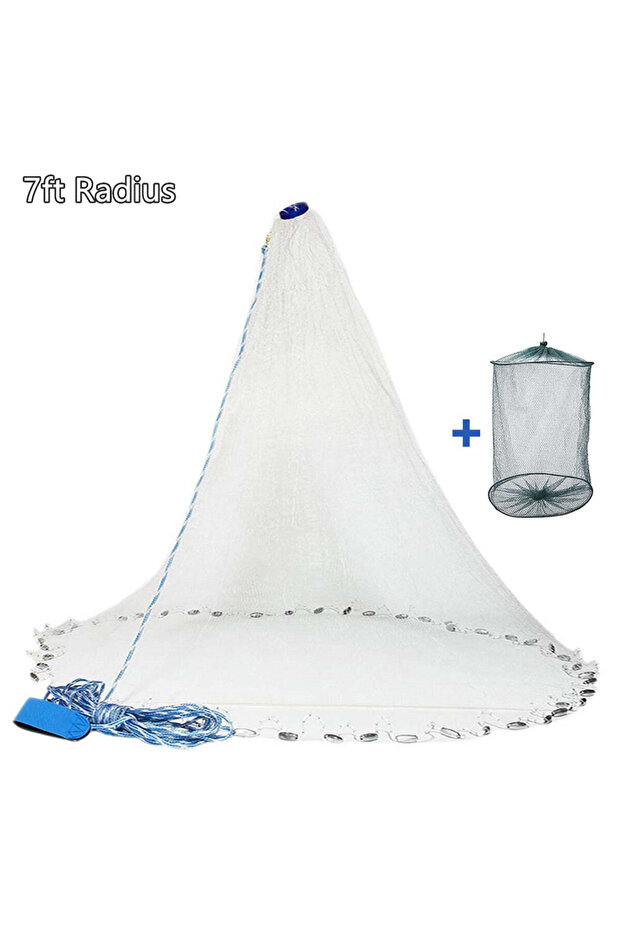 7ft Radius American Saltwater Fishing Cast Net for Bait Trap Fish 3/4/5/6/7/8/9/10ft Radius Casting