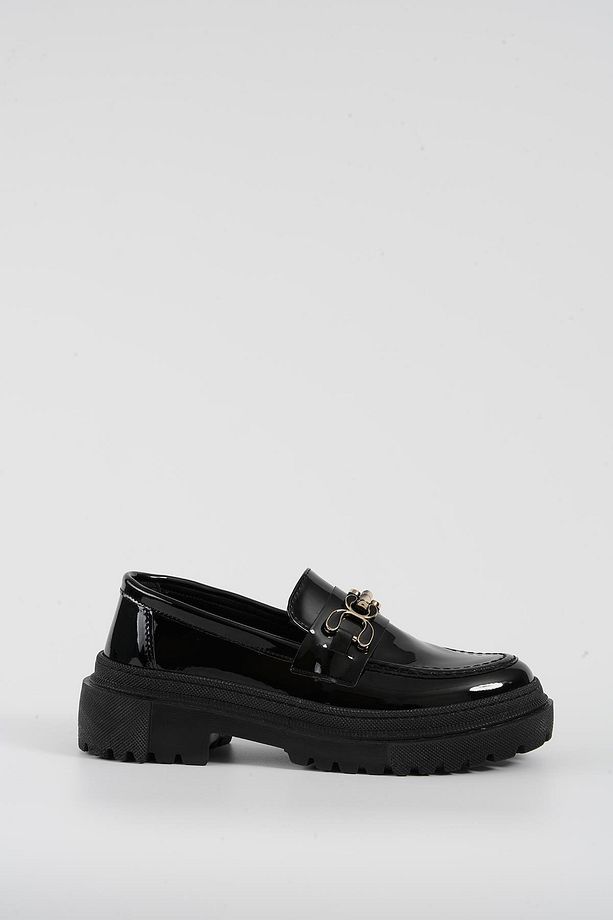 Kadın Siyah Rugan Yeni Gc Kalın Taban Loafer Makosen Ayakkabı 4,5cm Byndlfrk02 - 5