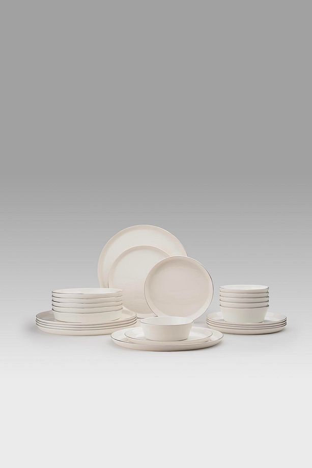 Bone V-form 24 Parça 6 Kişilik Yemek Takımı Altın Fileli - 3