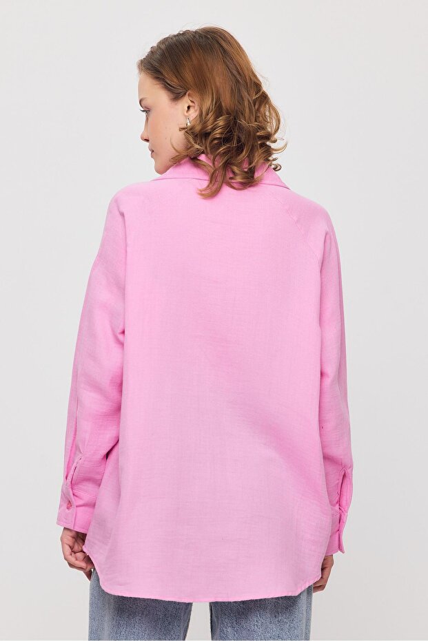Pink Single Pocket Buttoned Shirt 4516A - 5