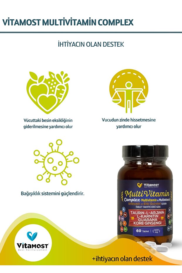 MULTİ VİTAMİN COMPLEX 60 TABLET 1400 MG - 3