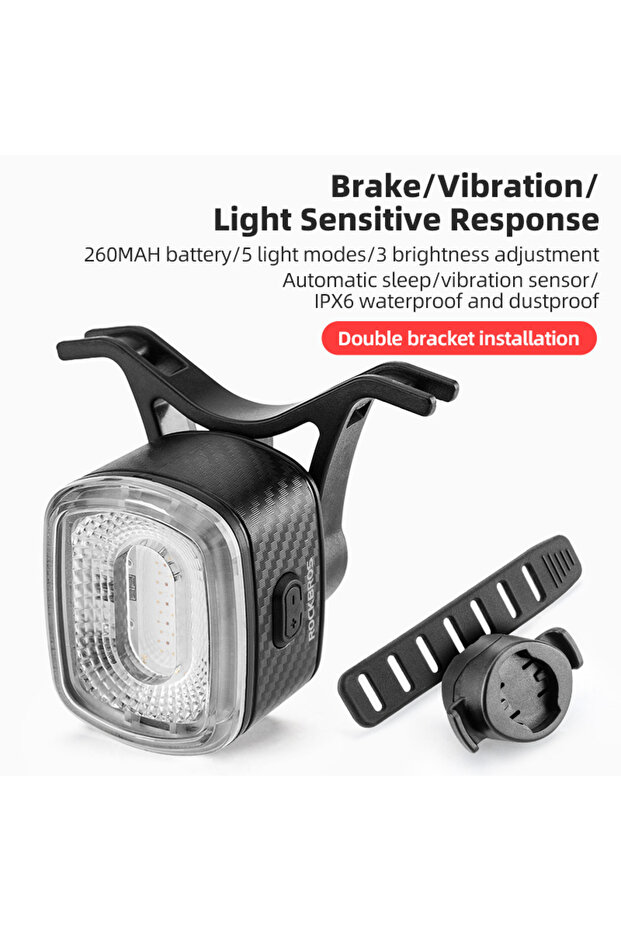ROCKBROS Q4 smart ROCKBROS Smart Bicycle Brake Light IPx6 Taillight Type-C Bike Tail Rear Light Auto
