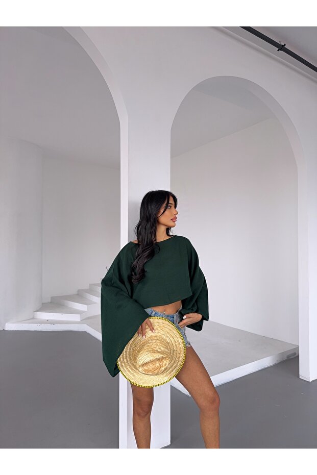 بلوزة قطار الزمرد - كتان الموسلين - 2